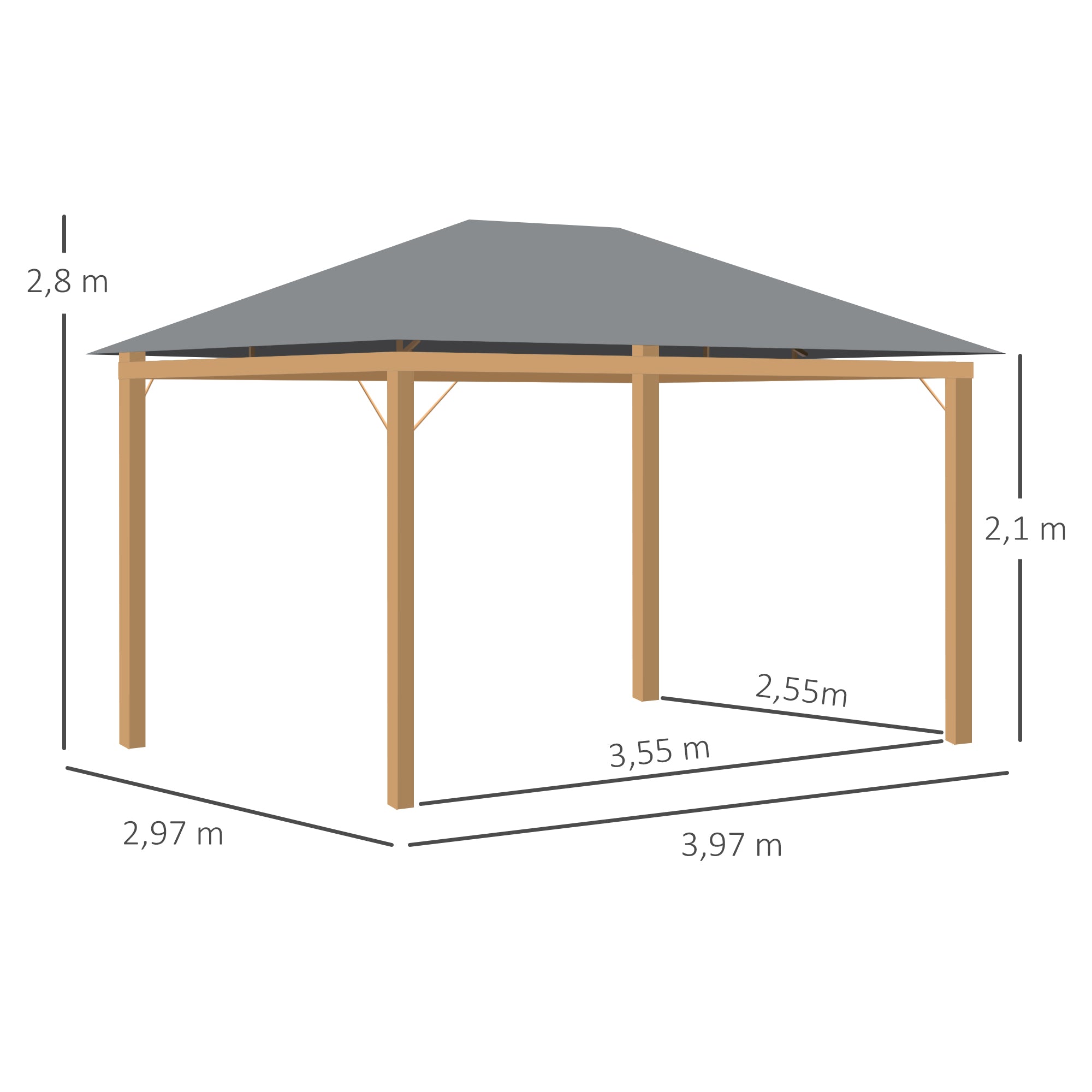 Garden Gazebo 4 x 3 m Aluminum Pavilion with Curtains and Polyester Roof Suncshade Protection