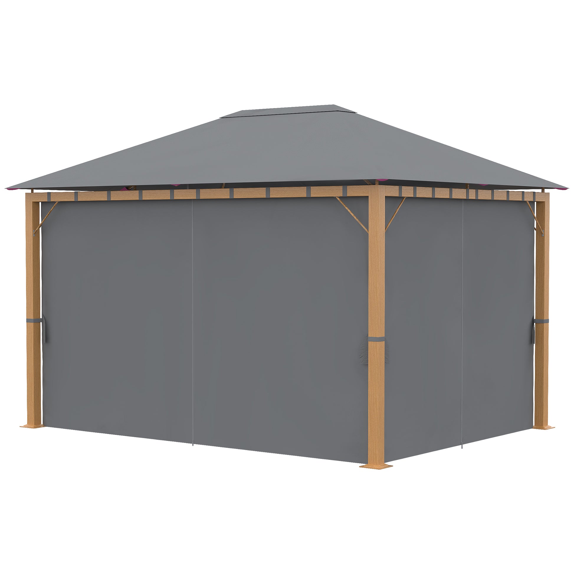 Garden Gazebo 4 x 3 m Aluminum Pavilion with Curtains and Polyester Roof Suncshade Protection