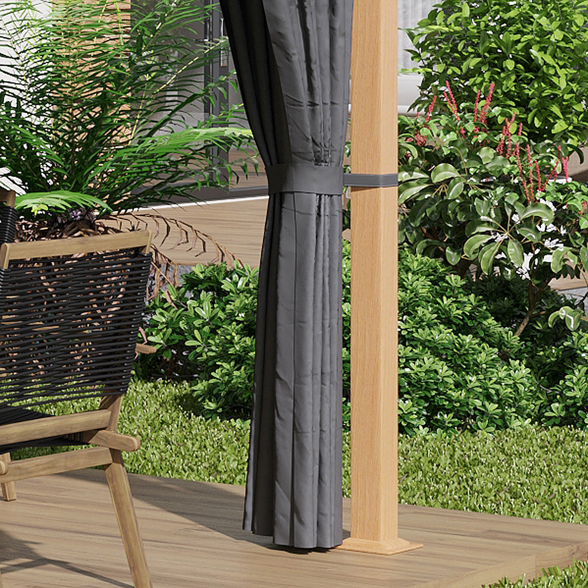 Garden Gazebo 4 x 3 m Aluminum Pavilion with Curtains and Polyester Roof Suncshade Protection