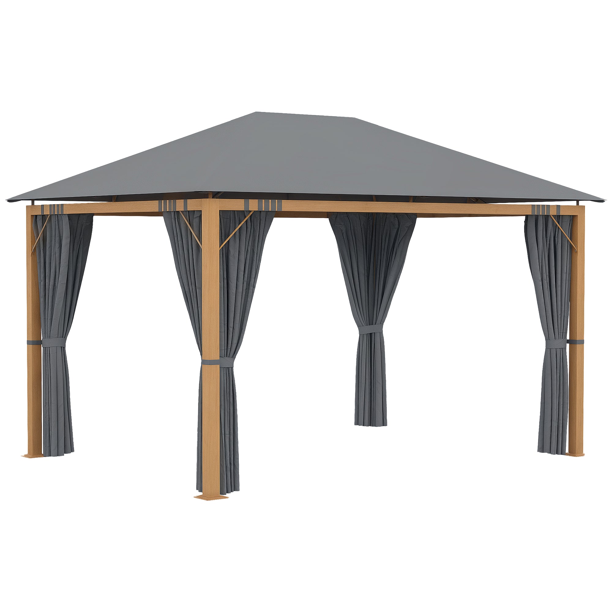 Garden Gazebo 4 x 3 m Aluminum Pavilion with Curtains and Polyester Roof Suncshade Protection