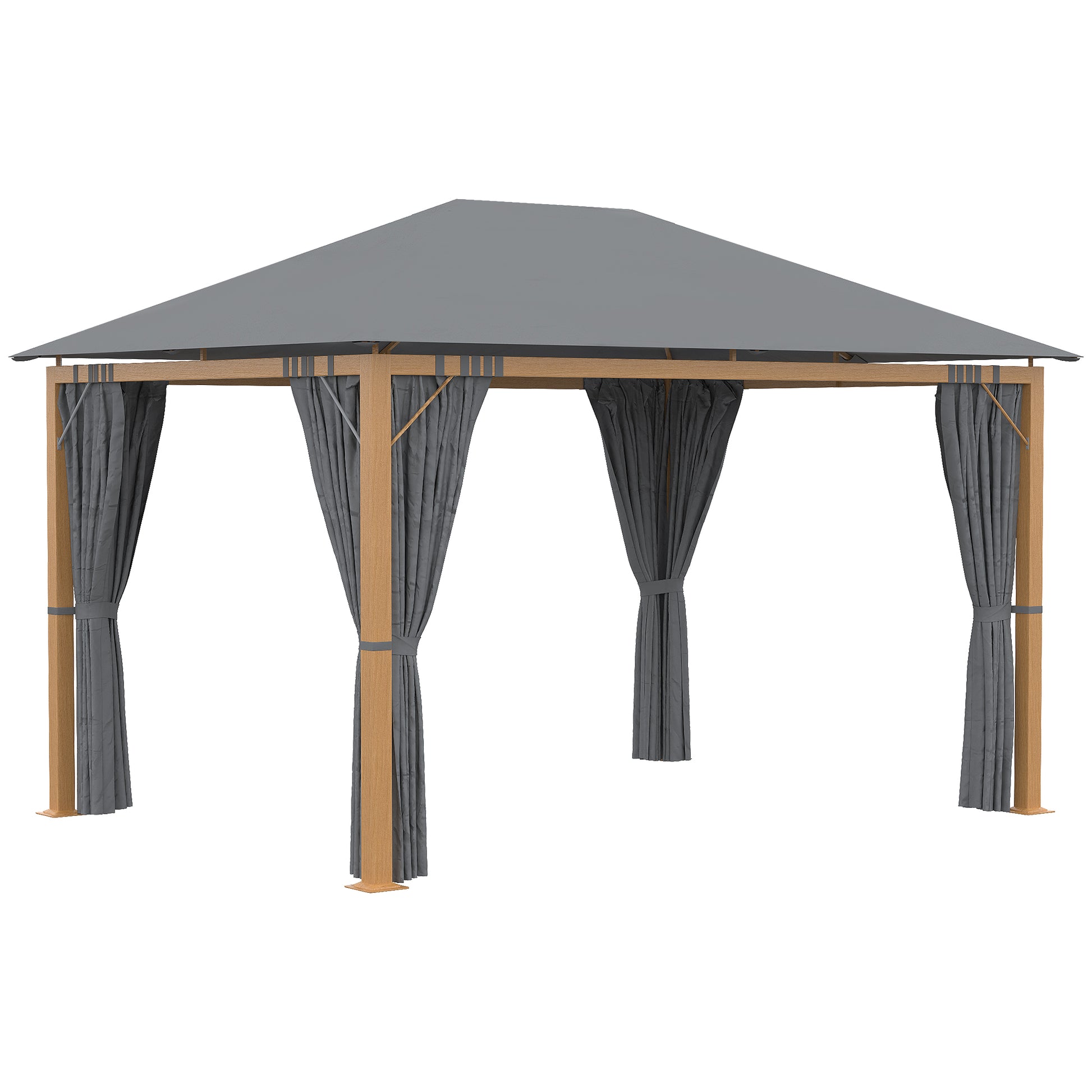 Garden Gazebo 4 x 3 m Aluminum Pavilion with Curtains and Polyester Roof Suncshade Protection