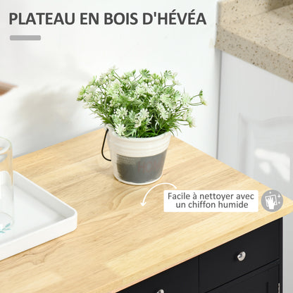 Living Room Storage Buffet with Double Door Cabinets, 2 Drawers, and Adjustable Shelf, Storage Cabinet for Living Room, Kitchen, Bedroom, Black and Natural Wood