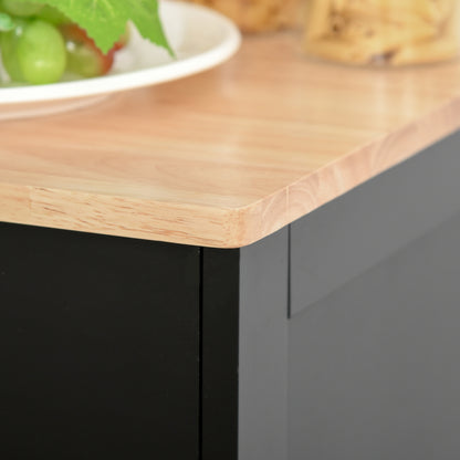 Living Room Storage Buffet with Double Door Cabinets, 2 Drawers, and Adjustable Shelf, Storage Cabinet for Living Room, Kitchen, Bedroom, Black and Natural Wood