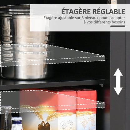 Living Room Storage Buffet with Double Door Cabinets, 2 Drawers, and Adjustable Shelf, Storage Cabinet for Living Room, Kitchen, Bedroom, Black and Natural Wood