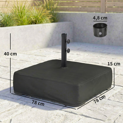 Umbrella Base with Cover, Portable, Fillable to 80 kg (176 lb), Heavy-Duty Stand for Cantilever & Outdoor Umbrellas, Fits 48 mm Poles, Black