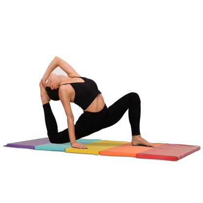 Fitness/Yoga Mat for Gym and Home, with 5 Colored Foldable Panels, EPE Padding, 195x76x3 cm