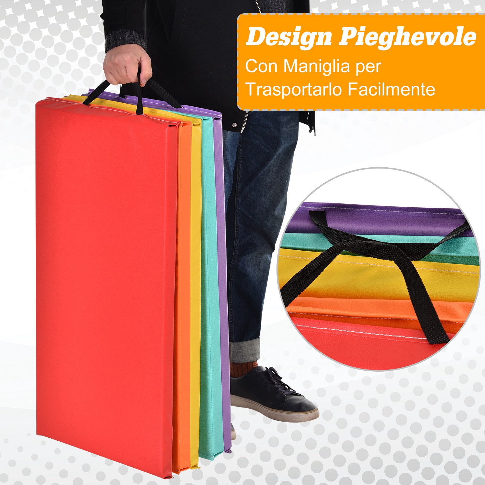 Fitness/Yoga Mat for Gym and Home, with 5 Colored Foldable Panels, EPE Padding, 195x76x3 cm