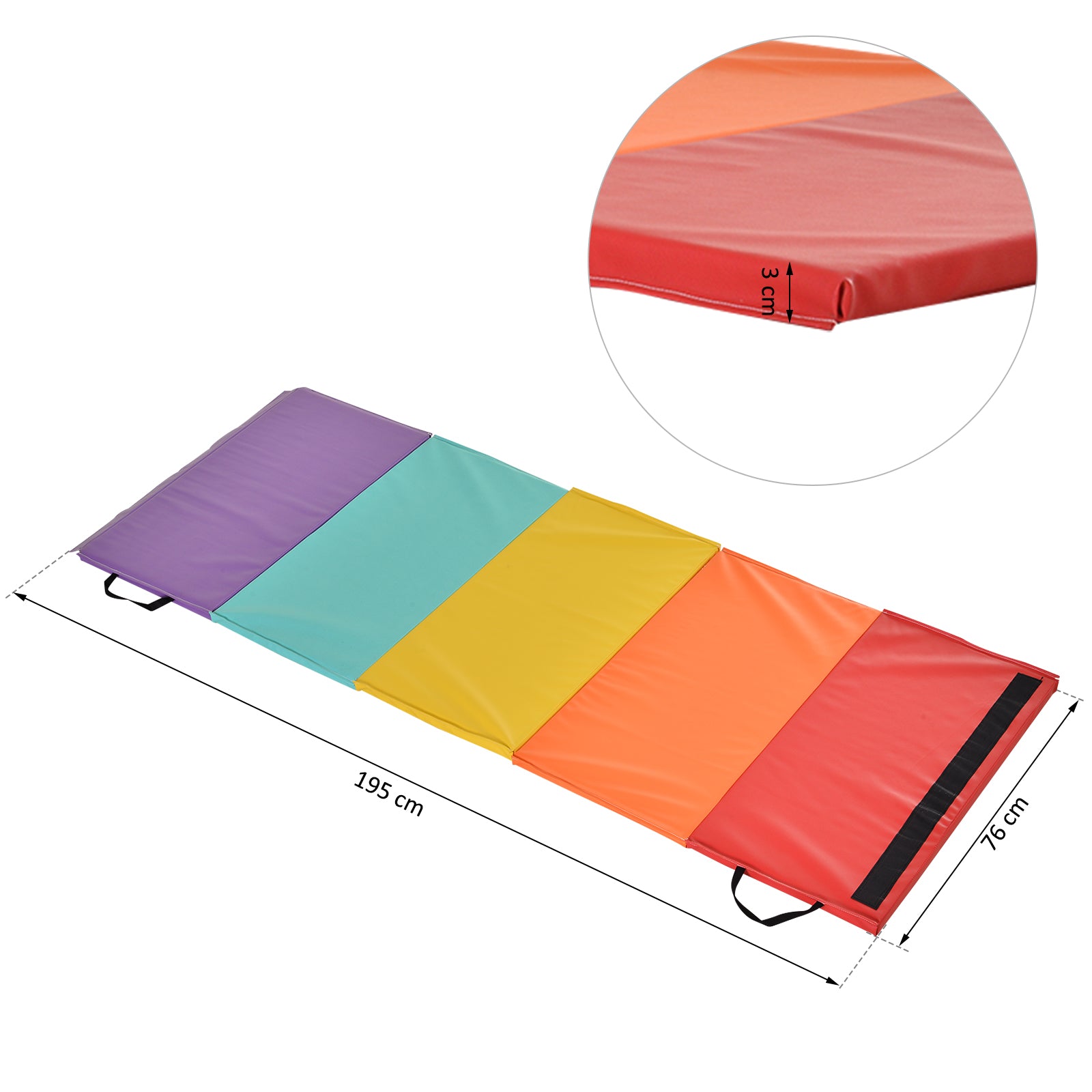 Fitness/Yoga Mat for Gym and Home, with 5 Colored Foldable Panels, EPE Padding, 195x76x3 cm
