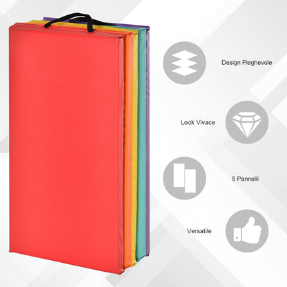 Fitness/Yoga Mat for Gym and Home, with 5 Colored Foldable Panels, EPE Padding, 195x76x3 cm