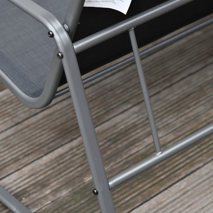 Table Set with Bench and 2 Garden Chairs, Outdoor Furniture in Metal and Texteline, Black