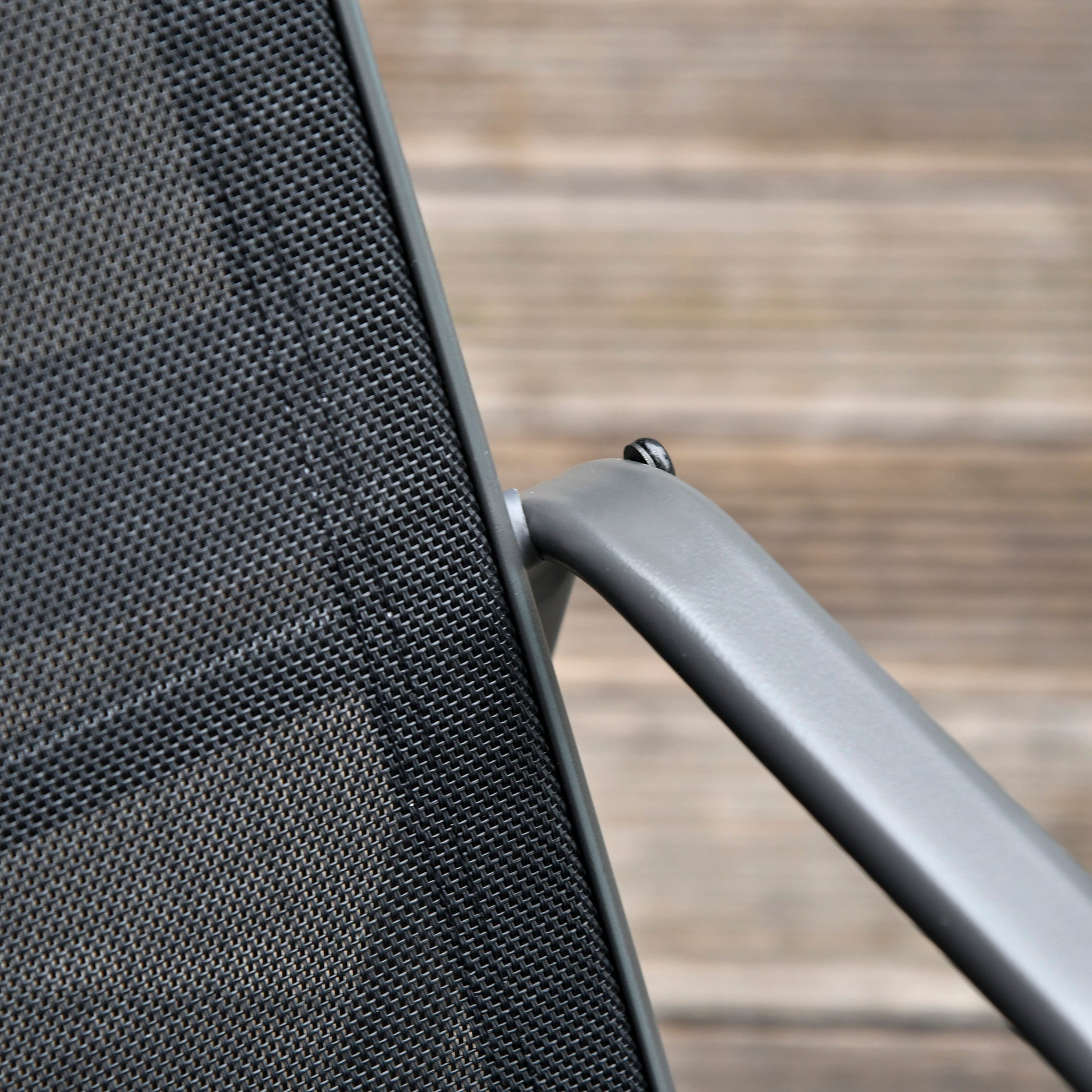 Table Set with Bench and 2 Garden Chairs, Outdoor Furniture in Metal and Texteline, Black