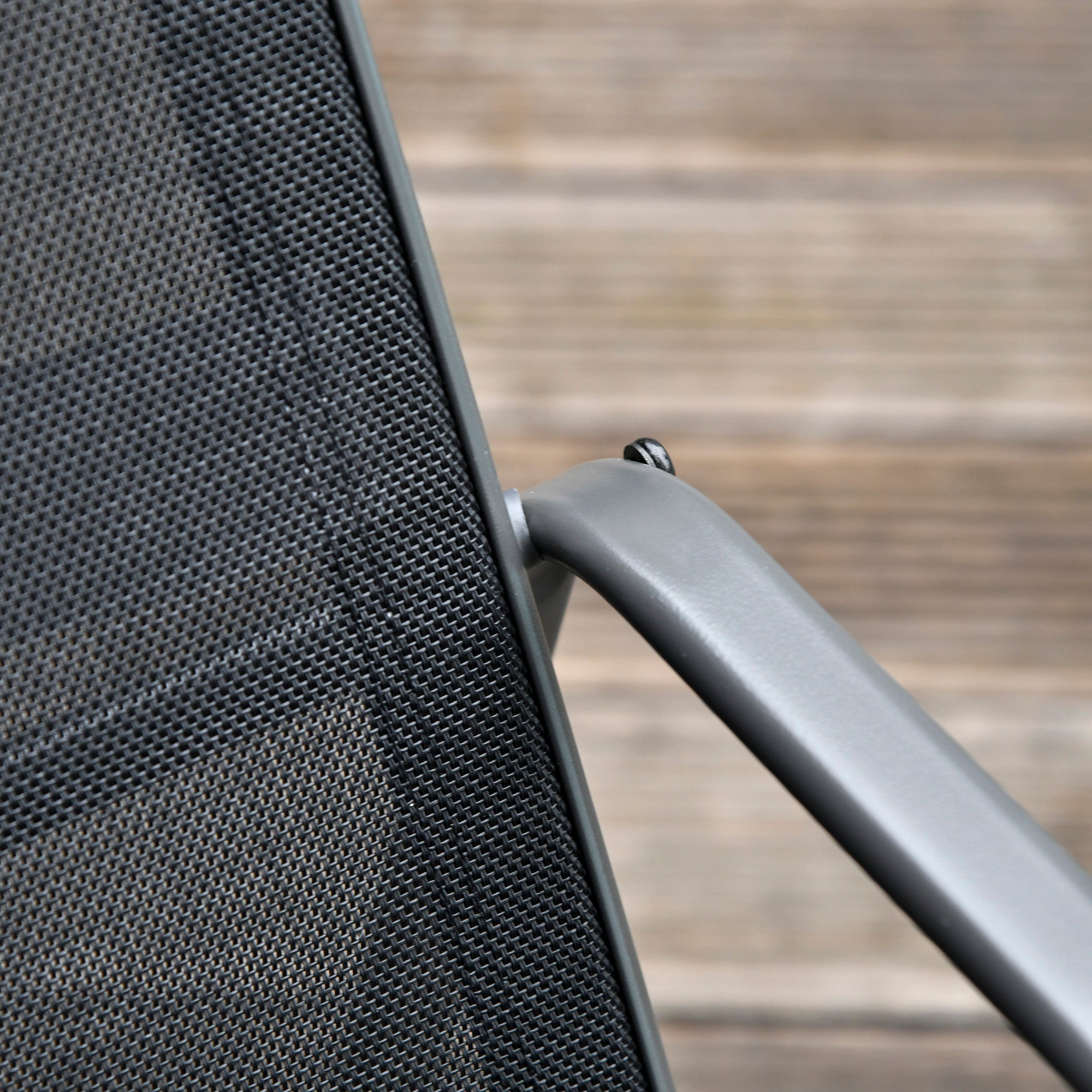 Table Set with Bench and 2 Garden Chairs, Outdoor Furniture in Metal and Texteline, Black