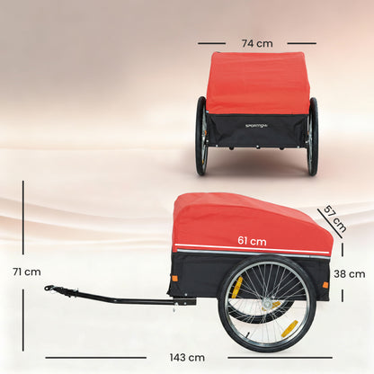 SPORTNOW Bike Trailer 170 L Cargo Trailer with Hitch, Rain Cover, 20" Quick-Release Air Wheels, Up to 40 kg