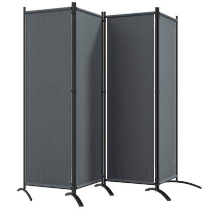 Room Divider 221 x 172 cm, 4-Panel Garden Room Divider with Wide Feet, for Patio, Pool, made of 180 g/m² Polyester Fabric, Dark Gray