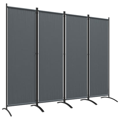 Room Divider 221 x 172 cm, 4-Panel Garden Room Divider with Wide Feet, for Patio, Pool, made of 180 g/m² Polyester Fabric, Dark Gray