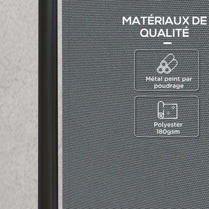 Room Divider 221 x 172 cm, 4-Panel Garden Room Divider with Wide Feet, for Patio, Pool, made of 180 g/m² Polyester Fabric, Dark Gray