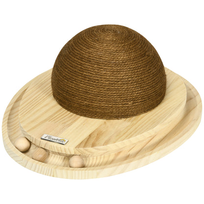 Interactive Cat Toy, 2-in-1 Design Scratching Toy with Scratching Board and Ball Track, Cat Scratching Furniture, Jute, Pine Wood, Natural+Coffee, 39.5 x 32.5 x 14.5 cm