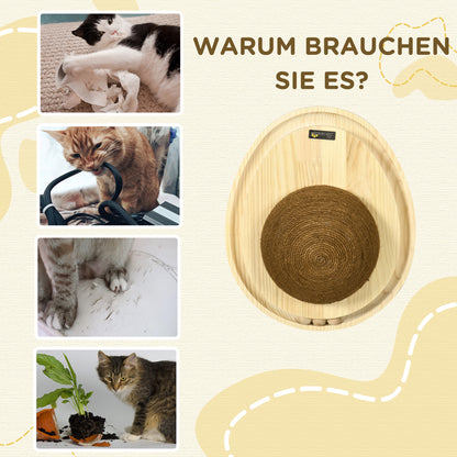 Interactive Cat Toy, 2-in-1 Design Scratching Toy with Scratching Board and Ball Track, Cat Scratching Furniture, Jute, Pine Wood, Natural+Coffee, 39.5 x 32.5 x 14.5 cm