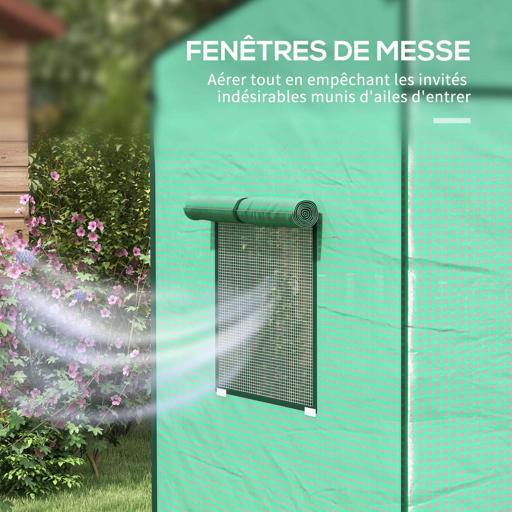 Garden Greenhouse PE, Balcony Greenhouse, Reinforced 140 g/m² Tarpaulin, Steel Frame, Roll-Up Zipper Door, 2 Windows, for Vegetables Plants Flowers, Indoor and Outdoor, 196x77x197cm, Green