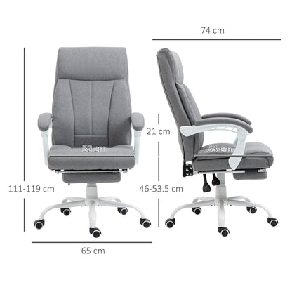 Office Chair, Ergonomic Desk Chair with Reclining Function, Footrest, Height Adjustable Computer Chair with Armrest, Swivel Chair with Linen Look, for Home Office, Gray