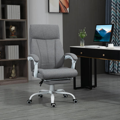 Office Chair, Ergonomic Desk Chair with Reclining Function, Footrest, Height Adjustable Computer Chair with Armrest, Swivel Chair with Linen Look, for Home Office, Gray