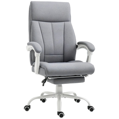 Office Chair, Ergonomic Desk Chair with Reclining Function, Footrest, Height Adjustable Computer Chair with Armrest, Swivel Chair with Linen Look, for Home Office, Gray