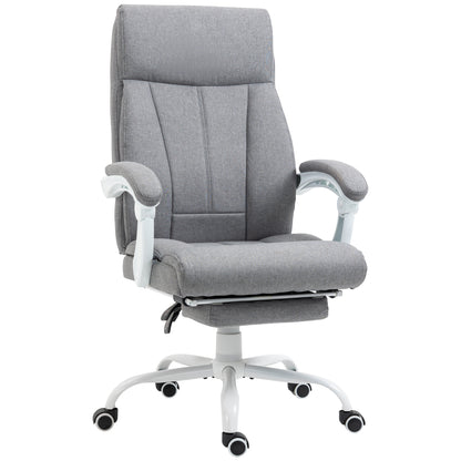 Office Chair, Ergonomic Desk Chair with Reclining Function, Footrest, Height Adjustable Computer Chair with Armrest, Swivel Chair with Linen Look, for Home Office, Gray