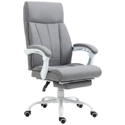 Office Chair, Ergonomic Desk Chair with Reclining Function, Footrest, Height Adjustable Computer Chair with Armrest, Swivel Chair with Linen Look, for Home Office, Gray