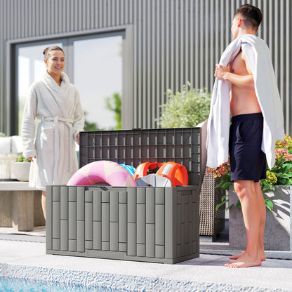 227 L Outdoor Storage Chest, Water & UV-Resistant Resin Storage Box with Lock for Garden, Terrace, Patio, 106.5 x 43 x 54.5 cm (42in x 17in x 21.5in), Gray