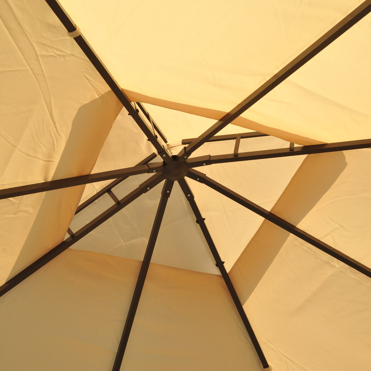 Garden Gazebo 3x3m with Double Roof 4 Side Curtains Better Ventilation Spacious Outdoor Event Barbecue Beige