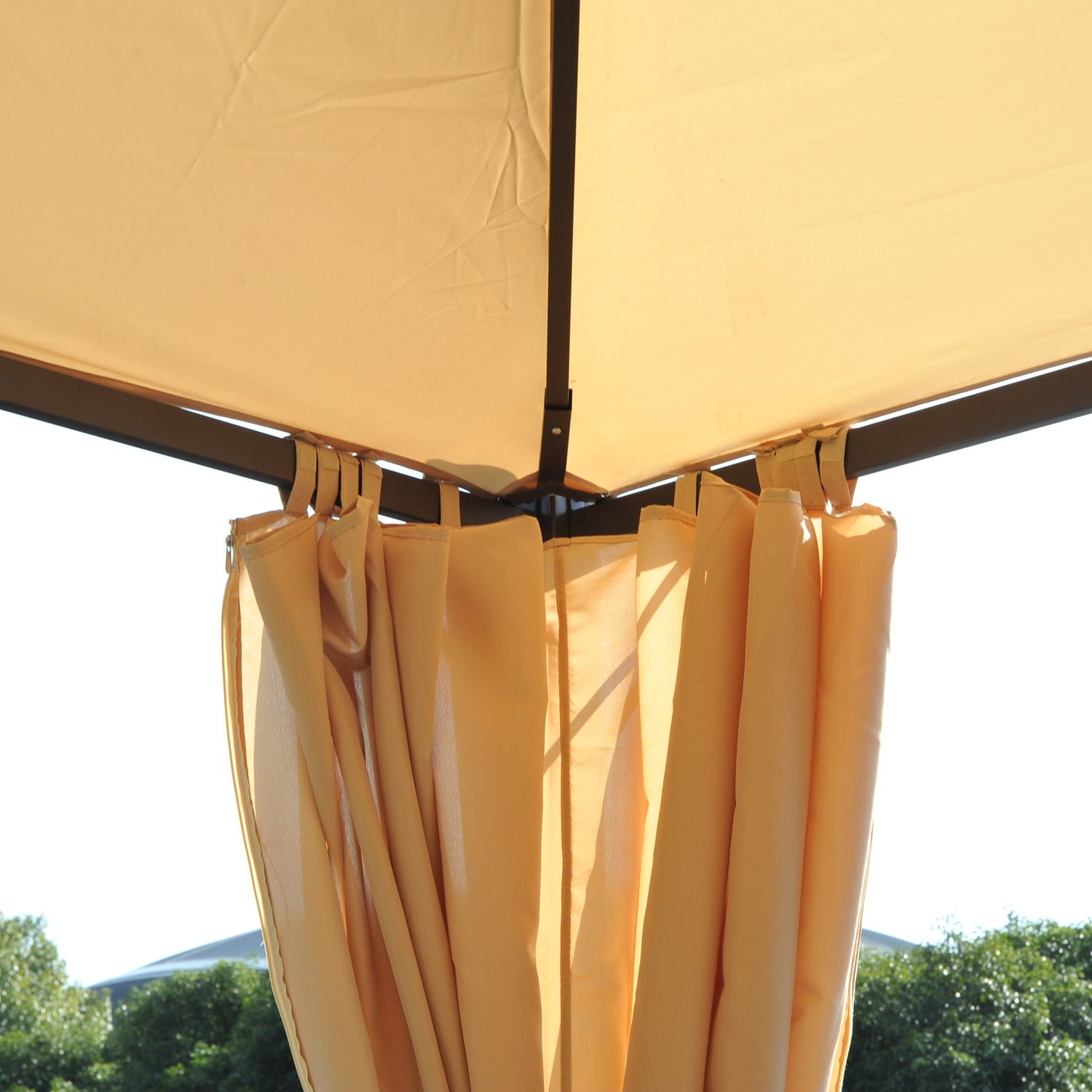Garden Gazebo 3x3m with Double Roof 4 Side Curtains Better Ventilation Spacious Outdoor Event Barbecue Beige