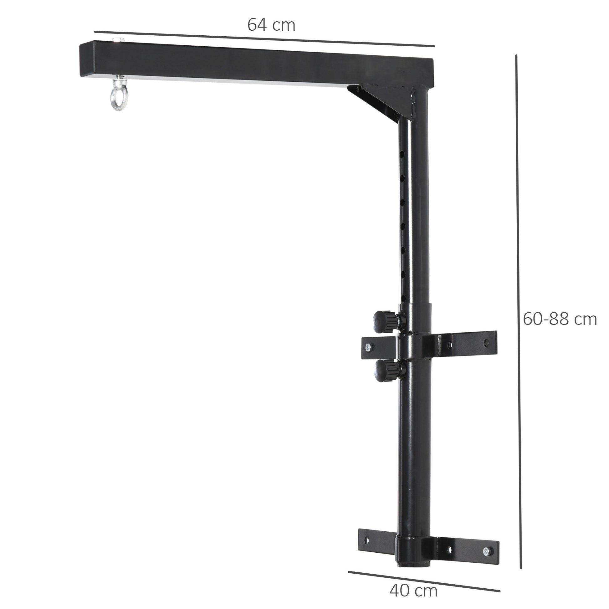 Heavy Bag Hanger Wall Mount Punching Bag Holder up to 100 kg Capacity 60-88cm height-adjustable Black