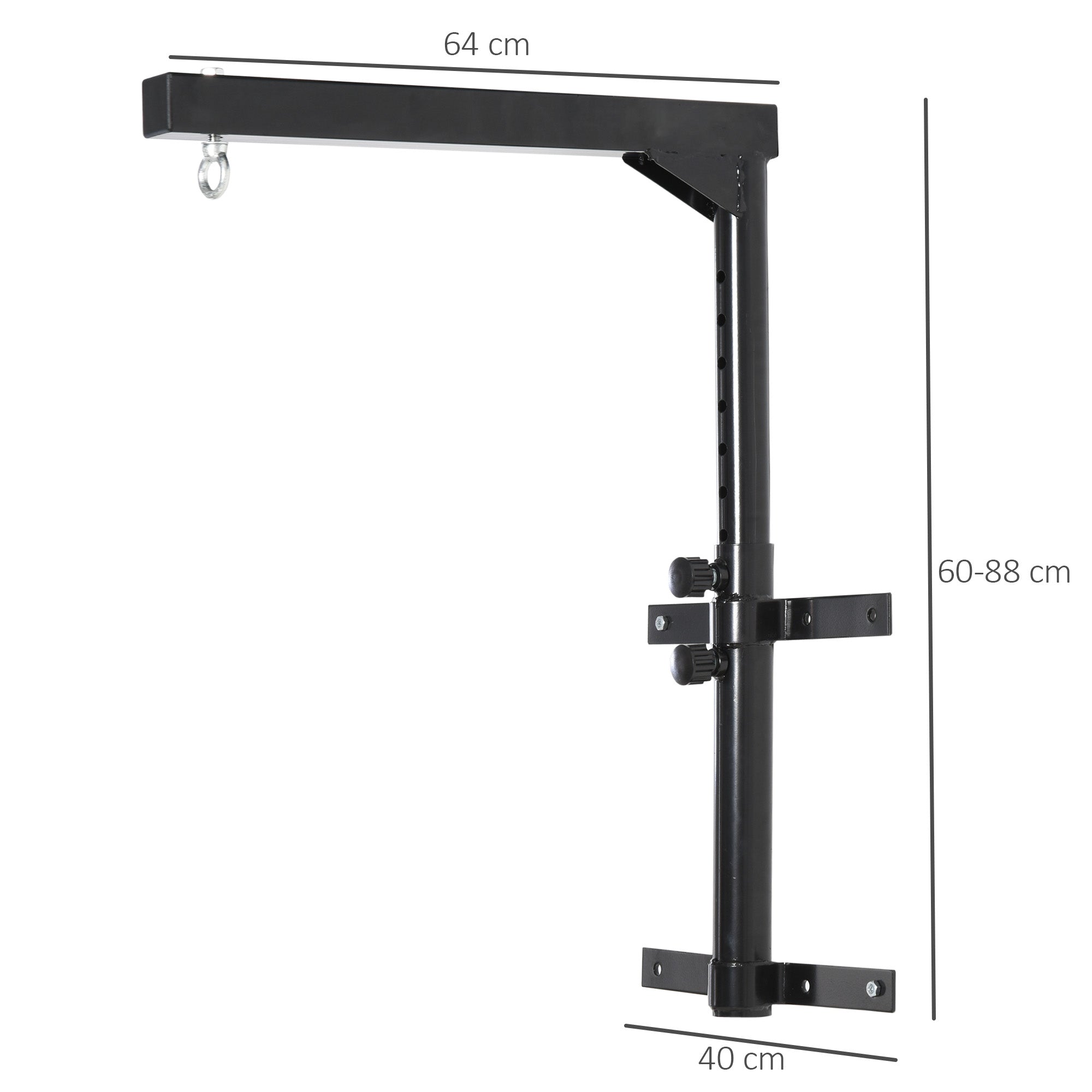 Heavy Bag Hanger Wall Mount Punching Bag Holder up to 100 kg Capacity 60-88cm height-adjustable Black