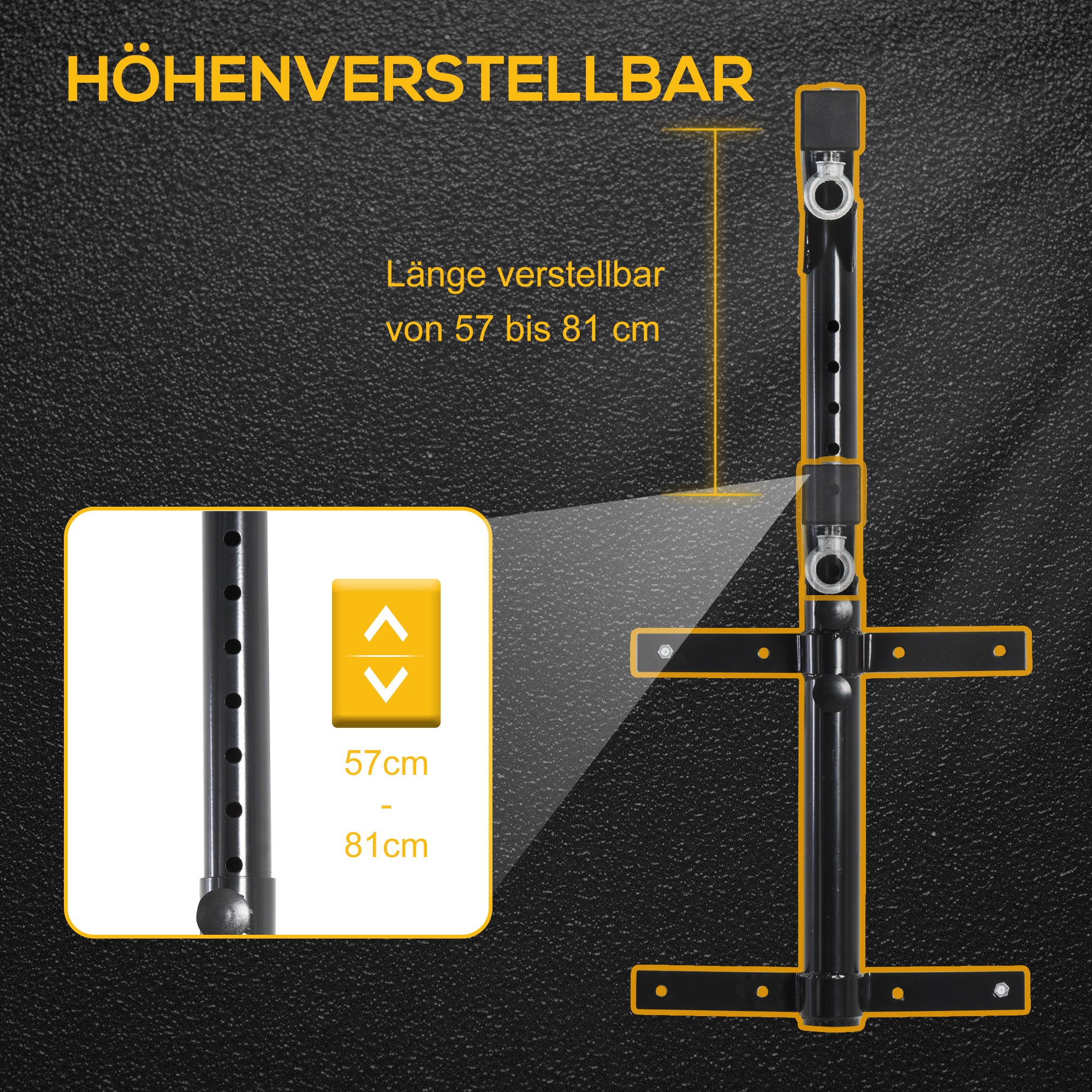 Heavy Bag Hanger Wall Mount Punching Bag Holder up to 100 kg Capacity 60-88cm height-adjustable Black