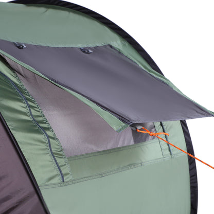 Pop-up Camping Tent for 1-2 People Waterproof 3000mm Anti-UV with Pockets and Carrying Bag for Fishing Hiking 250x150x100cm Green