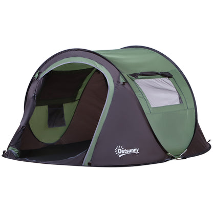 Pop-up Camping Tent for 1-2 People Waterproof 3000mm Anti-UV with Pockets and Carrying Bag for Fishing Hiking 250x150x100cm Green