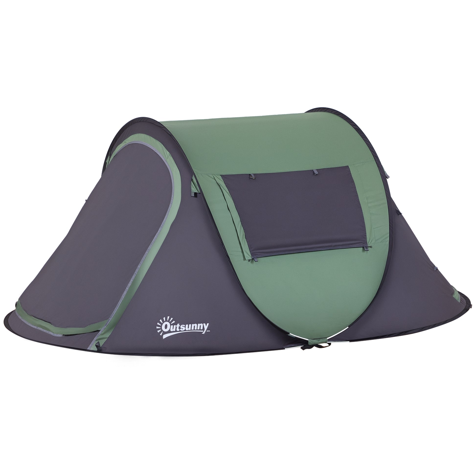Pop-up Camping Tent for 1-2 People Waterproof 3000mm Anti-UV with Pockets and Carrying Bag for Fishing Hiking 250x150x100cm Green