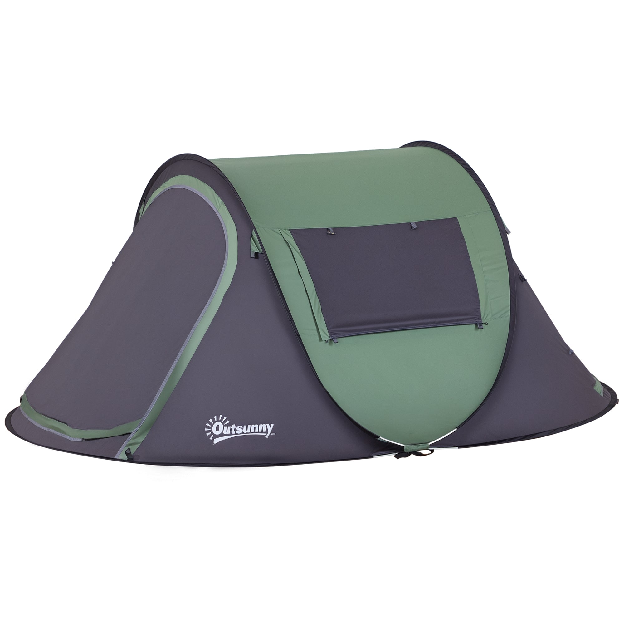 Pop-up Camping Tent for 1-2 People Waterproof 3000mm Anti-UV with Pockets and Carrying Bag for Fishing Hiking 250x150x100cm Green