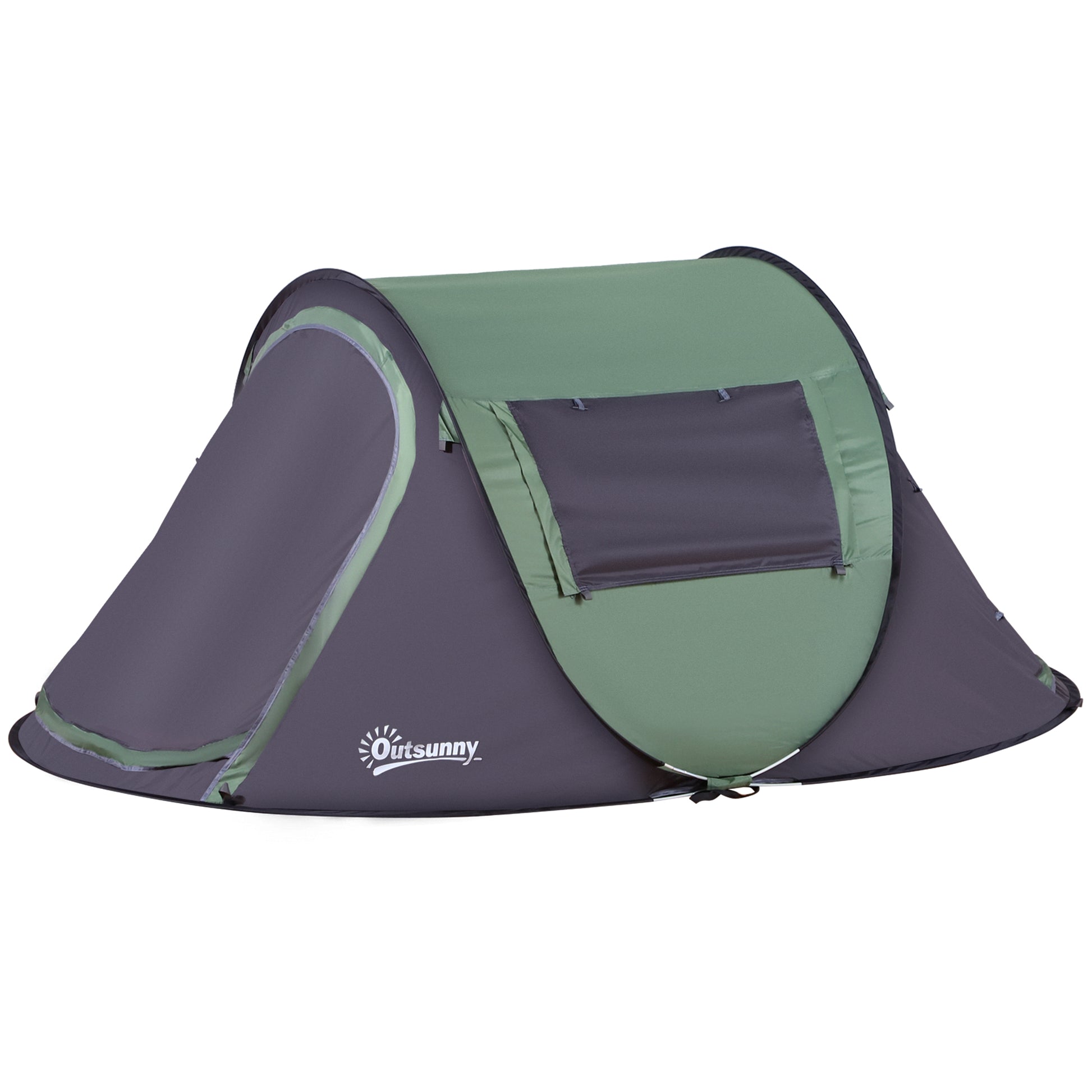 Pop-up Camping Tent for 1-2 People Waterproof 3000mm Anti-UV with Pockets and Carrying Bag for Fishing Hiking 250x150x100cm Green