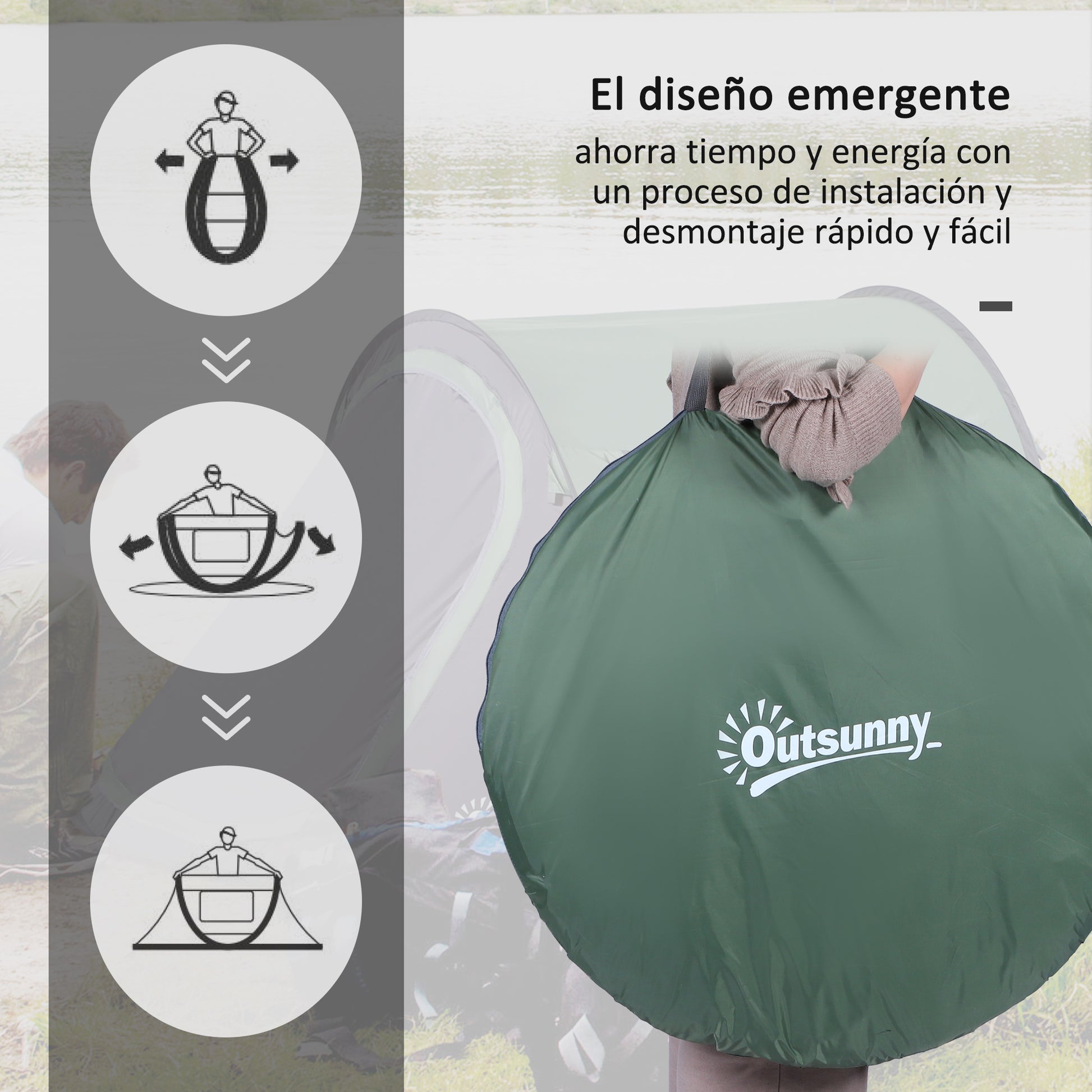 Pop-up Camping Tent for 1-2 People Waterproof 3000mm Anti-UV with Pockets and Carrying Bag for Fishing Hiking 250x150x100cm Green