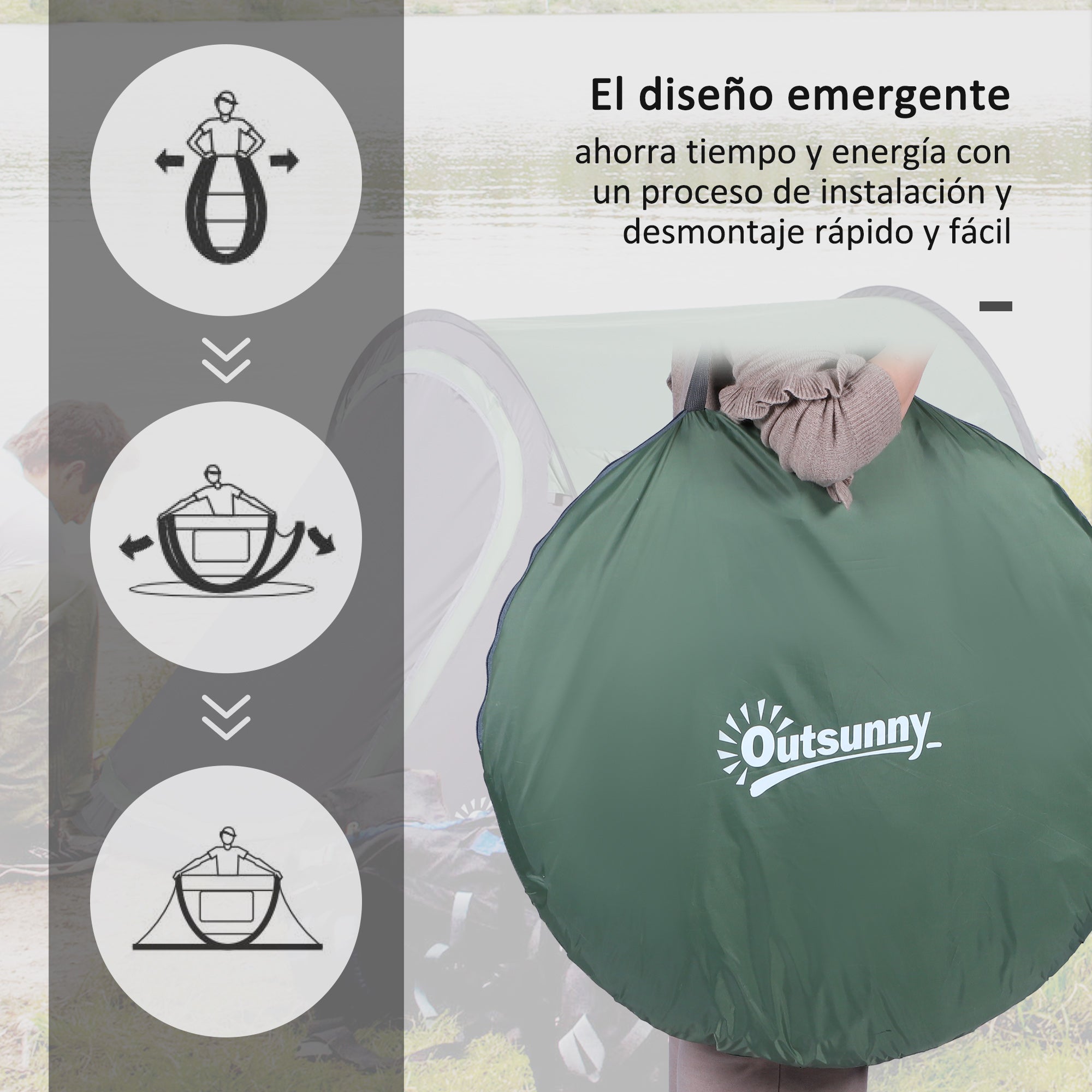 Pop-up Camping Tent for 1-2 People Waterproof 3000mm Anti-UV with Pockets and Carrying Bag for Fishing Hiking 250x150x100cm Green