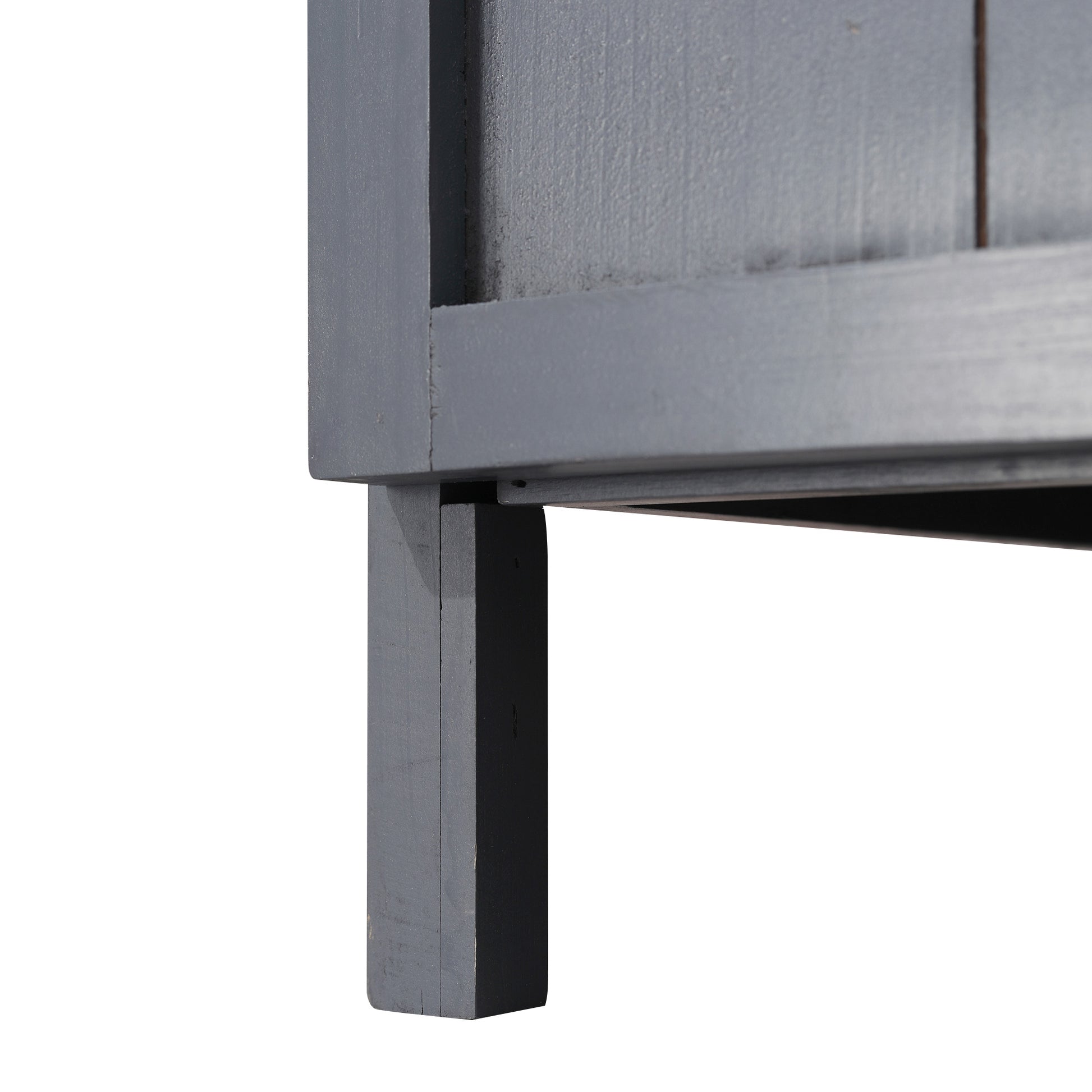 Garden Storage Cabinet on Legs, 2-in-1 Potting Table with Double Door, Shelf, Galvanized Metal Top - Gray