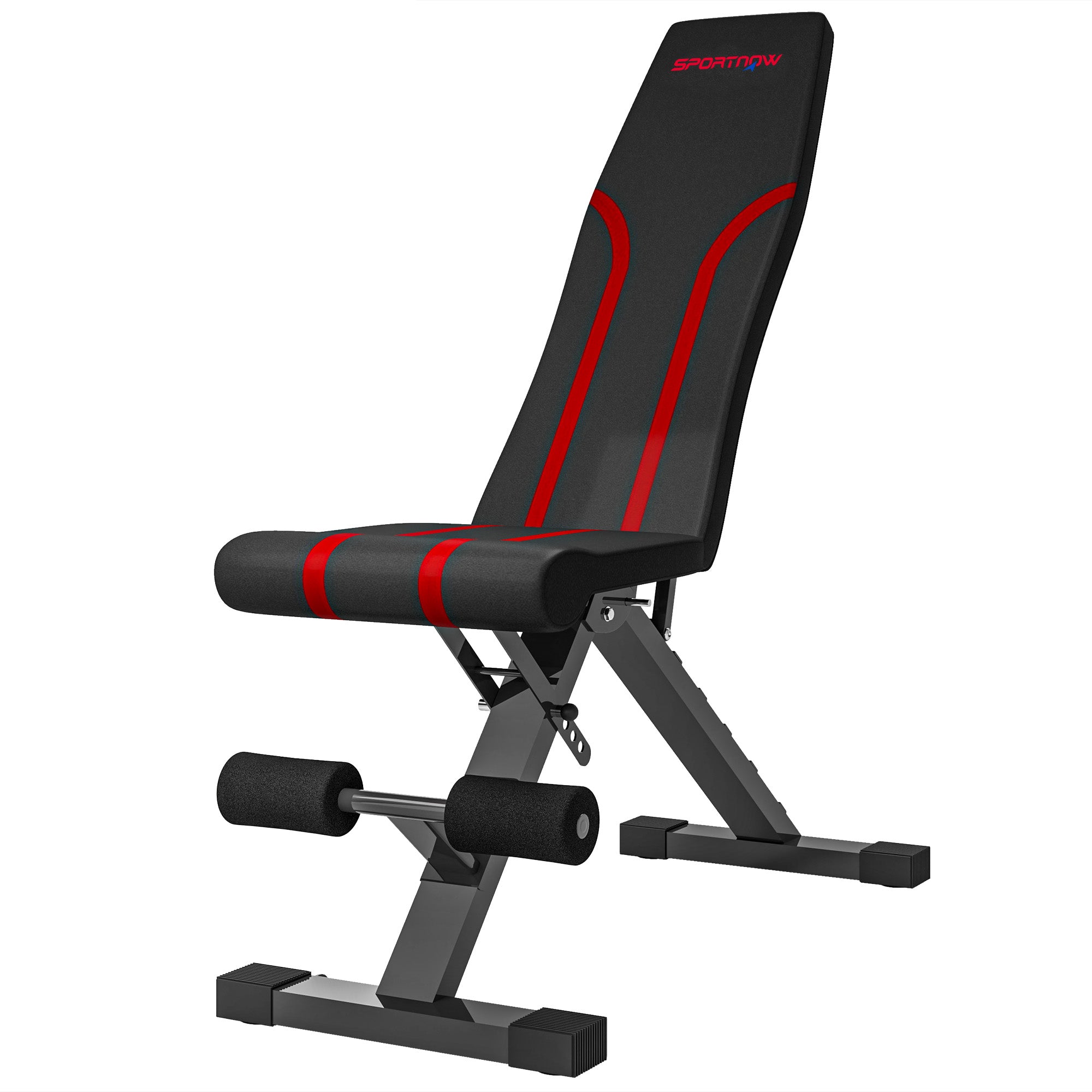 SPORTNOW Adjustable Weight Bench Folding Strength Training Bench for Full Body Workout at Home Gym Black