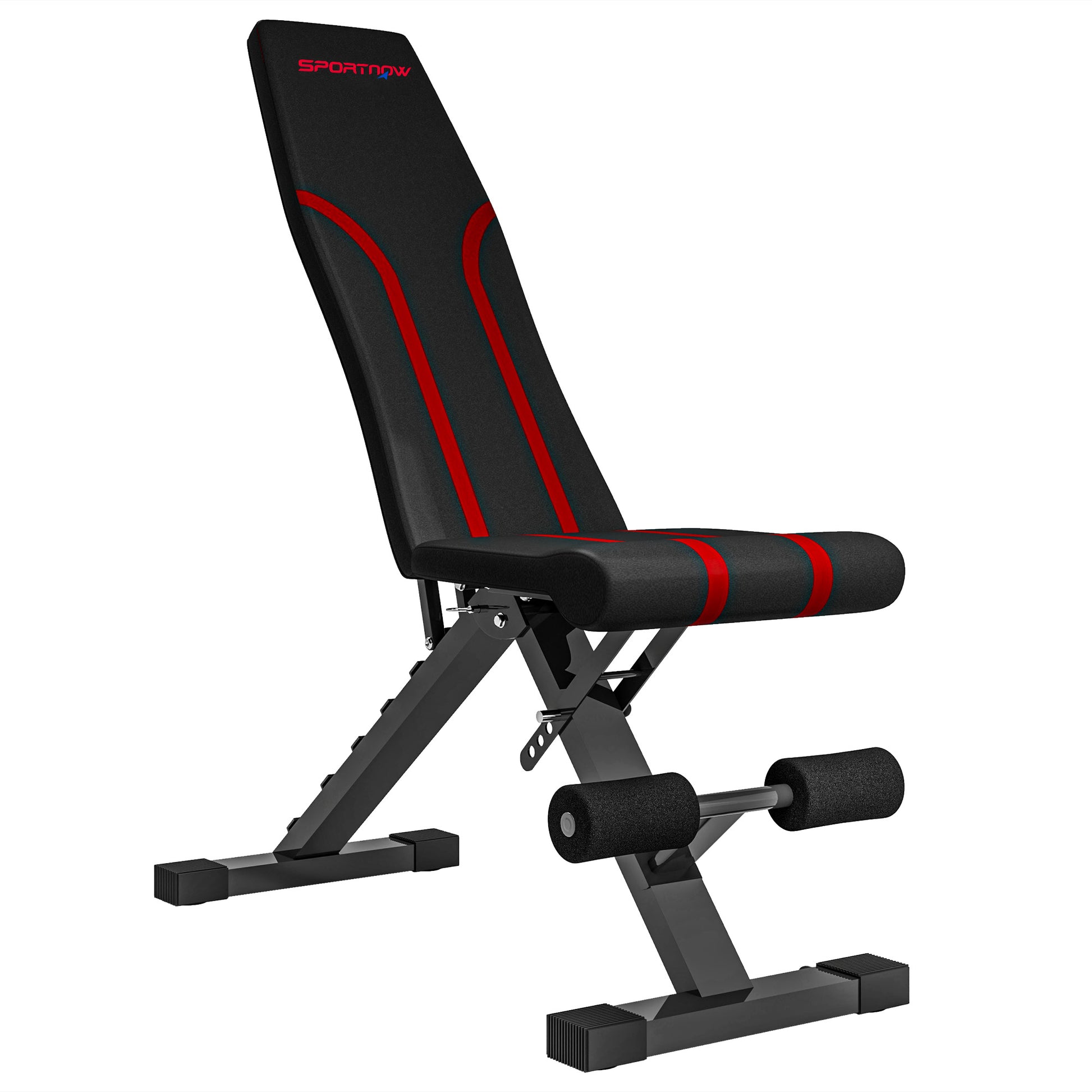 SPORTNOW Adjustable Weight Bench Folding Strength Training Bench for Full Body Workout at Home Gym Black