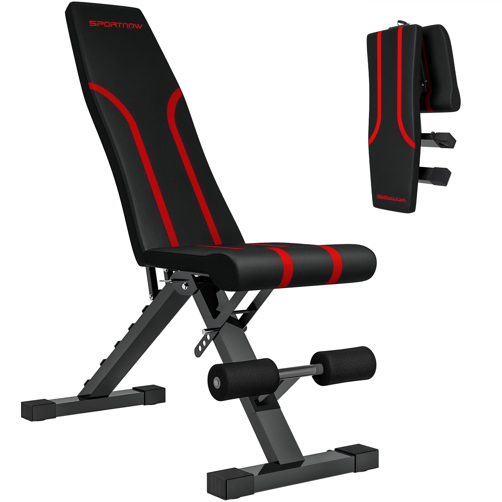 SPORTNOW Adjustable Weight Bench Folding Strength Training Bench for Full Body Workout at Home Gym Black