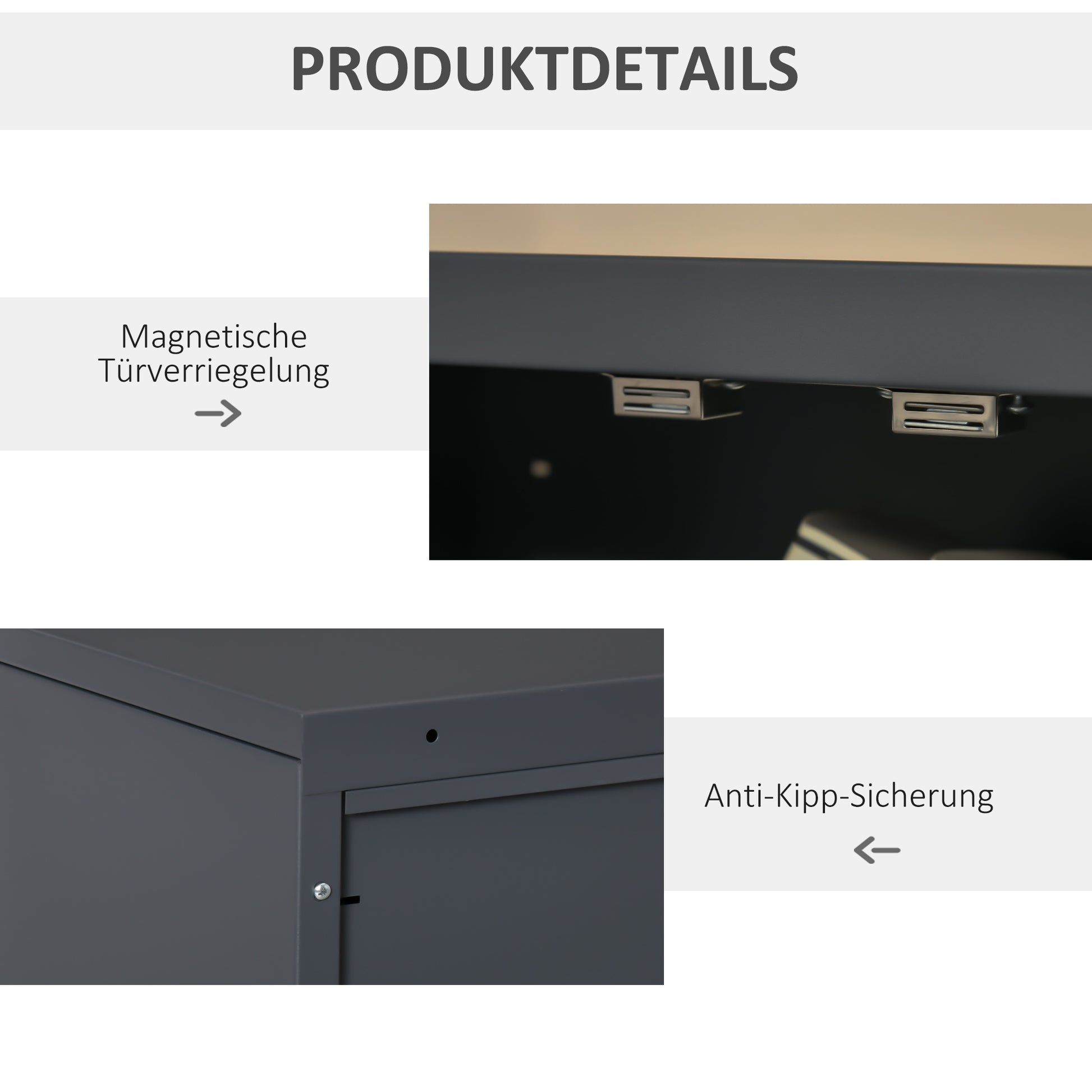 Filing Cabinet Metal Cabinet Multipurpose Cabinet with Magnetic Louver Double Door Adjustable Shelf Office Cabinet Storage Cabinet for Study, Living Room 75 x 33 x 110 cm Gray