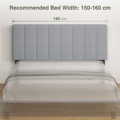 3-Height Adjustable Upholstered Headboard, Linen-Look, Foam-Padded with Metal Legs — Gray (Fits 59–63" Beds)