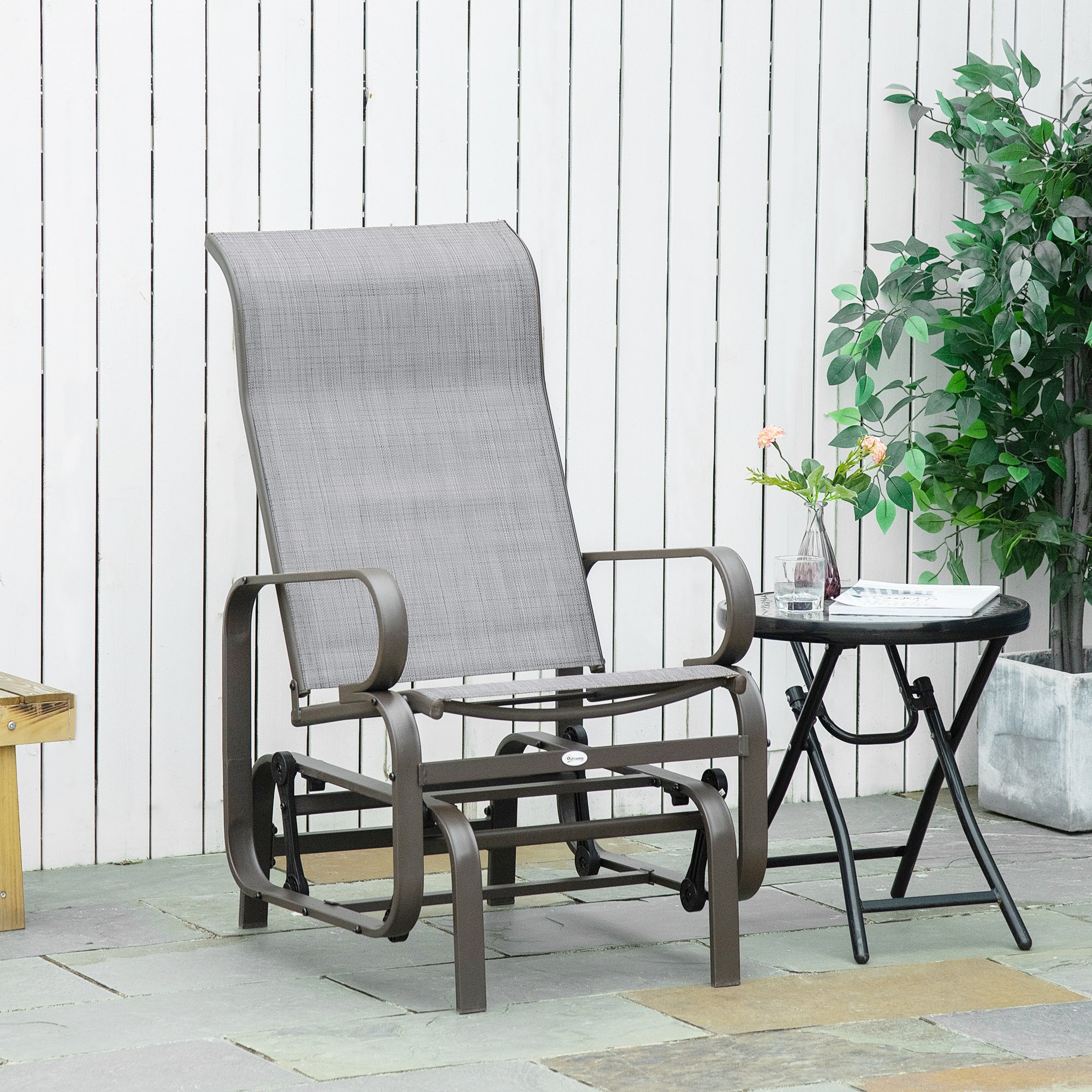 Swing Chair Garden Garden Chair Relax Chair Garden Swing Garden Metal Swing Chair for Garden Terrace Balcony Texteline Gray 60 x 73 x 104 cm
