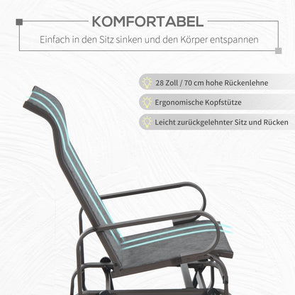 Swing Chair Garden Garden Chair Relax Chair Garden Swing Garden Metal Swing Chair for Garden Terrace Balcony Texteline Gray 60 x 73 x 104 cm