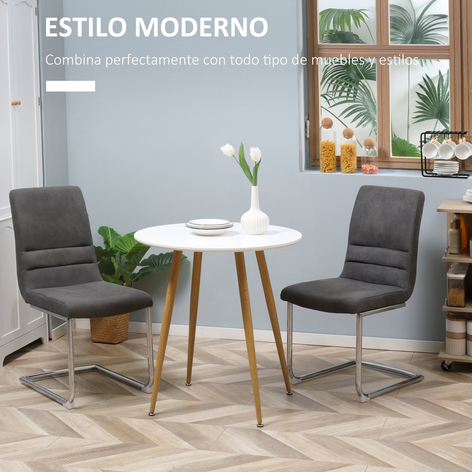 Round Dining Table for 2 People Nordic Style Kitchen Table with Matte Top and Metal Legs for Living Room Load 80 kg Ø72x75 cm White